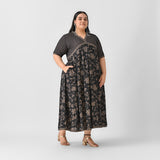Black Bandhani Inspired Floral Dress - SOM