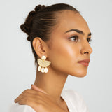 Semi Circle & Rain Drops Earrings - Gold