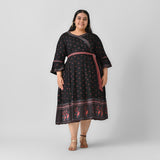 Black Angrakha Flared Dress with Knot Details - SOM