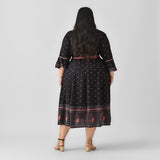Black Angrakha Flared Dress with Knot Details - SOM