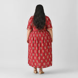 Slash Maroon V Neck Gathered Dress - SOM