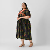Gulbagh Black V Neck Dress - SOM