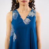 Rosa A-line Cotton Co-ord Set - Indigo