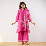 Plumeria Cotton Co-ord Set - Pink
