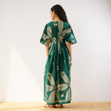 Periwinkle Pleated Cotton Maxi Dress - Emerald Green