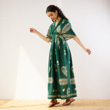 Periwinkle Pleated Cotton Maxi Dress - Emerald Green