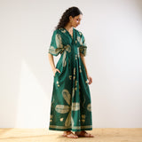 Periwinkle Pleated Cotton Maxi Dress - Emerald Green