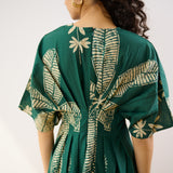 Periwinkle Pleated Cotton Maxi Dress - Emerald Green