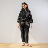 Palm Cotton Co-ord Set - Black