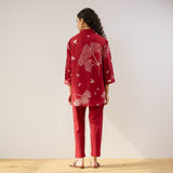 Palm Cotton Co-ord Set - Blood Red