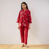 Palm Cotton Co-ord Set - Blood Red