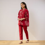 Palm Cotton Co-ord Set - Blood Red