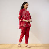 Palm Cotton Co-ord Set - Blood Red