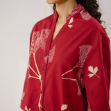 Palm Cotton Co-ord Set - Blood Red