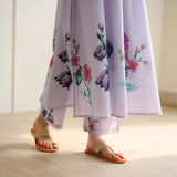 Liliet Cotton Kurta Set with Mulmul Slip - Lavender