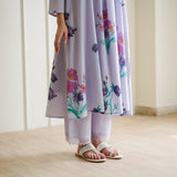 Liliet Cotton Kurta Set with Mulmul Slip - Lavender