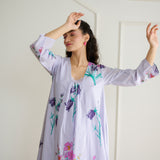 Liliet Cotton Kurta Set with Mulmul Slip - Lavender