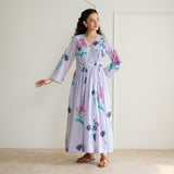 Tulip Cotton Overlap Dress with Mulmul Slip - Lavender