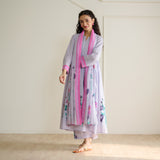 Zuhal Cotton Kurta Set with Mulmul Slip and Dupatta - Lavender