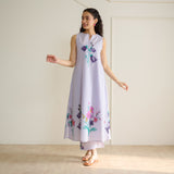 Aviva Patchwork Cotton Kurta Set with Mulmul Slip - Lavender