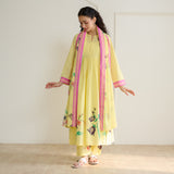 Zuhal Cotton Kurta Set with Mulmul Slip and Dupatta - Banana Yellow