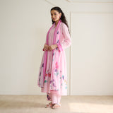 Zuhal Cotton Kurta Set with Mulmul Slip and Dupatta - Candy Pink