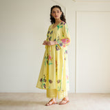 Liliet Cotton Kurta Set with Mulmul Slip - Banana Yellow