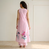 Aviva Patchwork Cotton Kurta Set with Mulmul Slip - Candy Pink