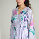 Tulip Cotton Overlap Dress with Mulmul Slip - Lavender