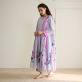Zuhal Cotton Kurta Set with Mulmul Slip and Dupatta - Lavender