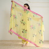 Zuhal Cotton Kurta Set with Mulmul Slip and Dupatta - Banana Yellow