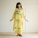 Liliet Cotton Kurta Set with Mulmul Slip - Banana Yellow