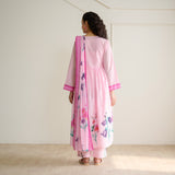 Zuhal Cotton Kurta Set with Mulmul Slip and Dupatta - Candy Pink