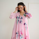 Liliet Cotton Kurta Set with Mulmul Slip - Candy Pink