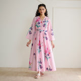 Tulip Cotton Overlap Dress with Mulmul Slip - Candy Pink