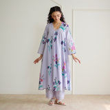 Liliet Cotton Kurta Set with Mulmul Slip - Lavender