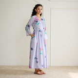 Tulip Cotton Overlap Dress with Mulmul Slip - Lavender