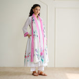 Zuhal Cotton Kurta Set with Mulmul Slip and Dupatta - Sharp White