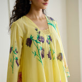 Liliet Cotton Kurta Set with Mulmul Slip - Banana Yellow