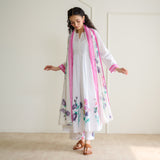 Zuhal Cotton Kurta Set with Mulmul Slip and Dupatta - Sharp White