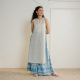 Mehek Sanganeri Inspired Sleeveless Kurta Palazzo Set - Beige