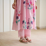 Liliet Cotton Kurta Set with Mulmul Slip - Candy Pink