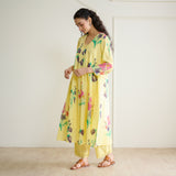 Liliet Cotton Kurta Set with Mulmul Slip - Banana Yellow