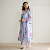 Liliet Cotton Kurta Set with Mulmul Slip - Lavender