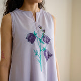 Aviva Patchwork Cotton Kurta Set with Mulmul Slip - Lavender