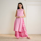 Mehek Sanganeri Inspired Sleeveless Kurta Palazzo Set with Dupatta - Baby Pink