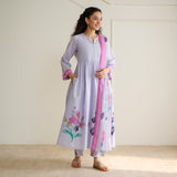 Zuhal Cotton Kurta Set with Mulmul Slip and Dupatta - Lavender