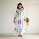 Liliet Cotton Kurta Set with Mulmul Slip - Sharp White