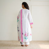 Zuhal Cotton Kurta Set with Mulmul Slip and Dupatta - Sharp White