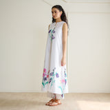 Aviva Patchwork Cotton Kurta Set with Mulmul Slip - Sharp White